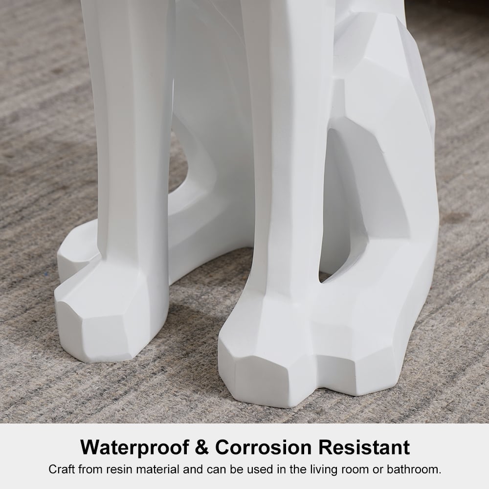 HMR - Dog Sculpture Resin Side Table with Tray Top & Tissue Box