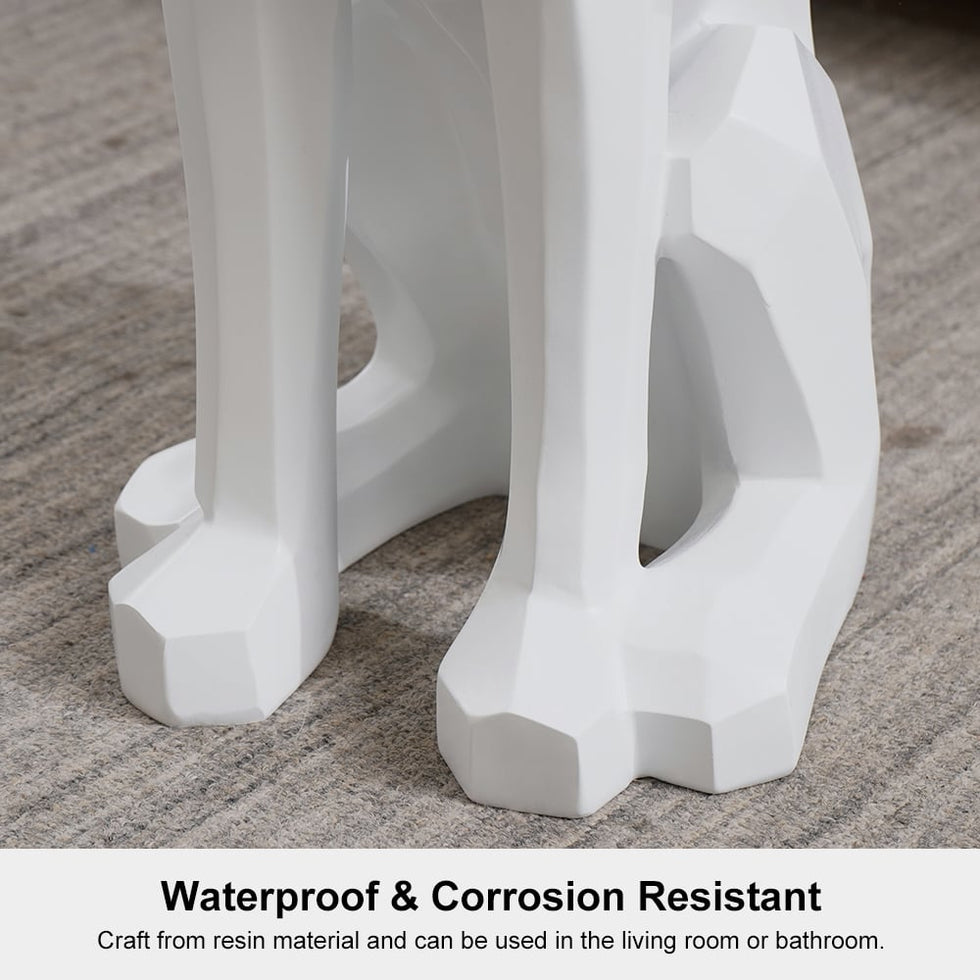 HMR - Dog Sculpture Resin Side Table with Tray Top & Tissue Box