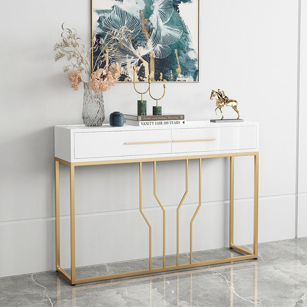 HMR - Modern Narrow Console Table with Storage & Drawers