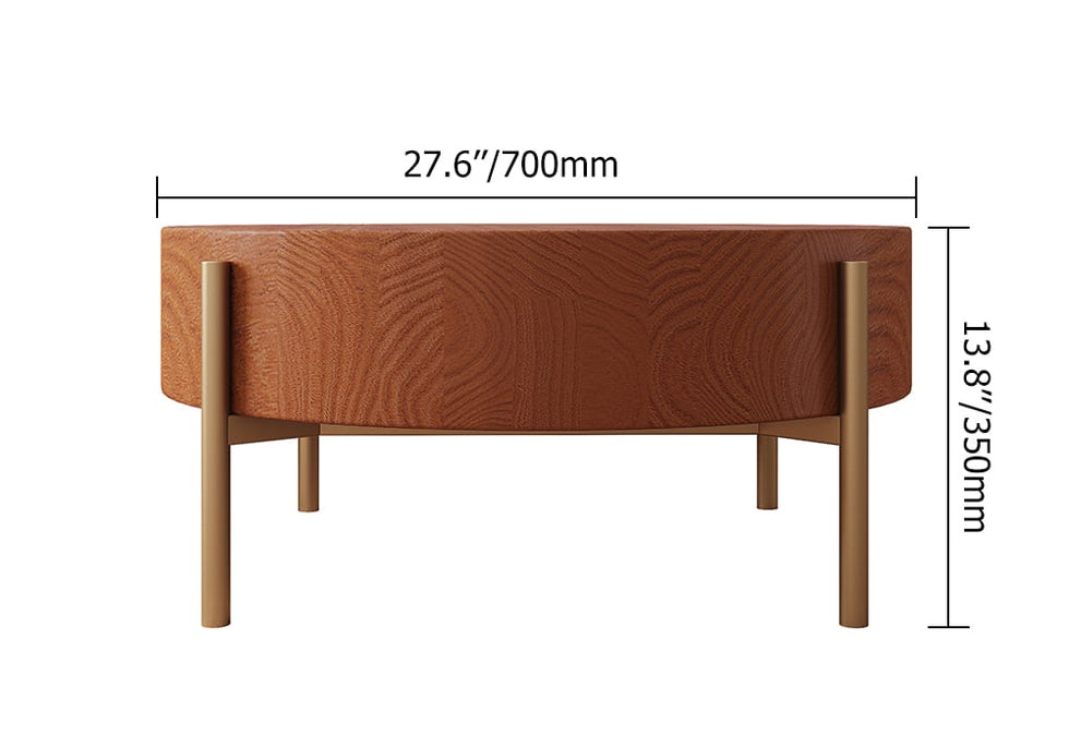 HMR - Retro Round Coffee Table with Metal Legs in Wood