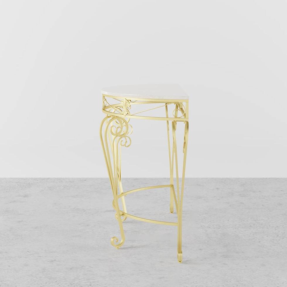 HMR - Modern Metal Console Table with Classical Frame in Gold