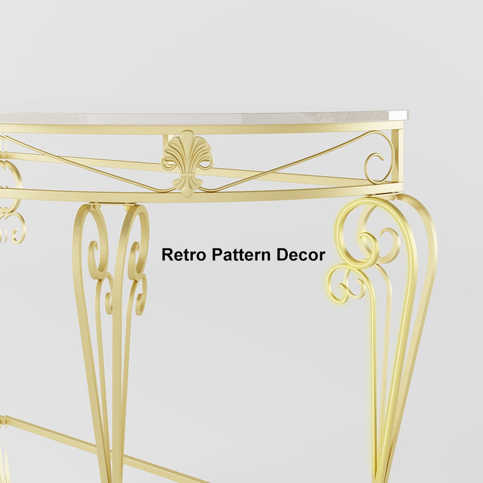 HMR - Modern Metal Console Table with Classical Frame in Gold