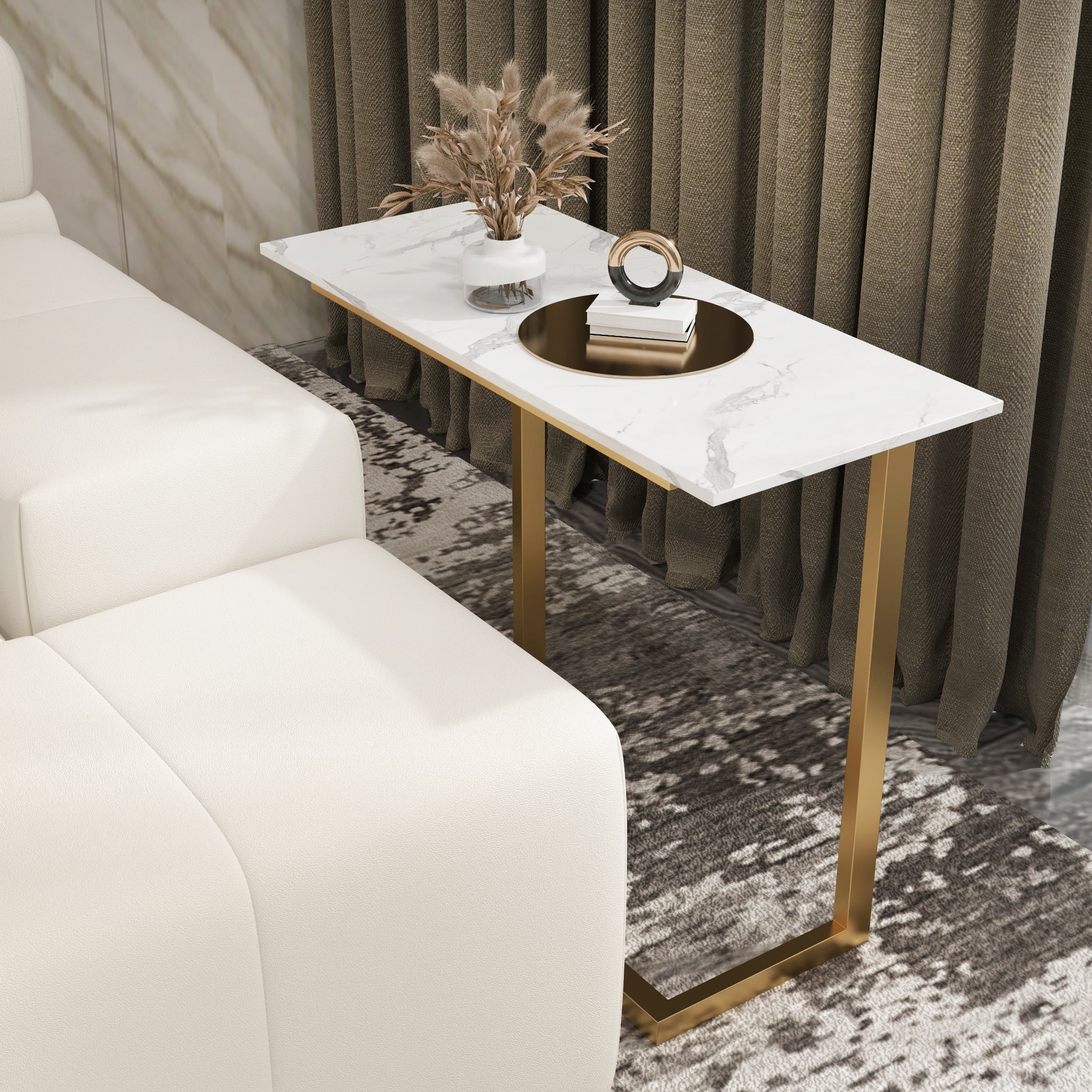 HMR - C-Shaped 26" Rectangle Side Table