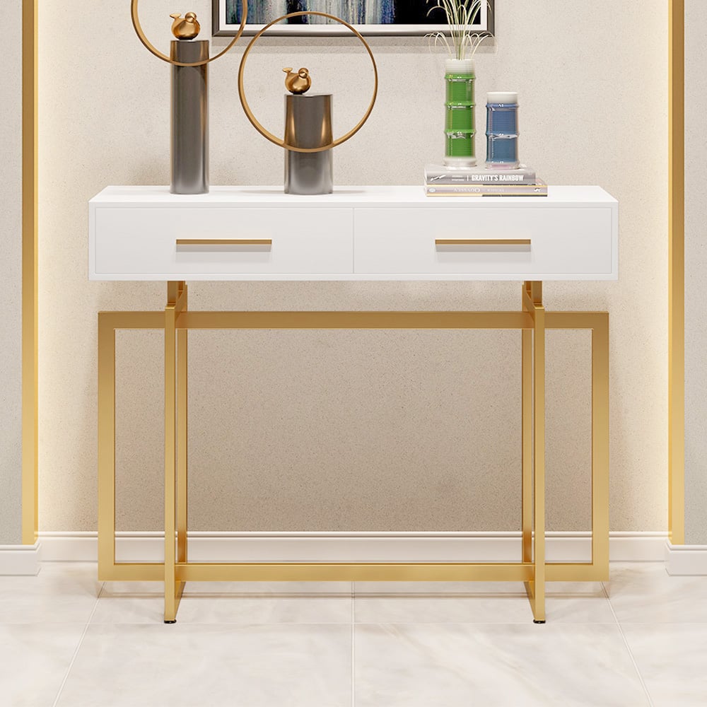 HMR - Modern Narrow 40" Console Table with Storage Drawers