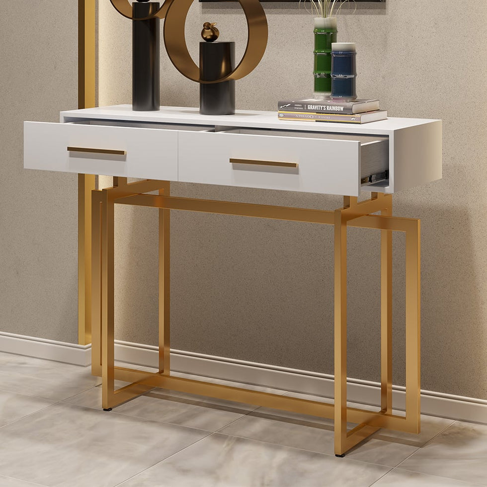 HMR - Modern Narrow 40" Console Table with Storage Drawers