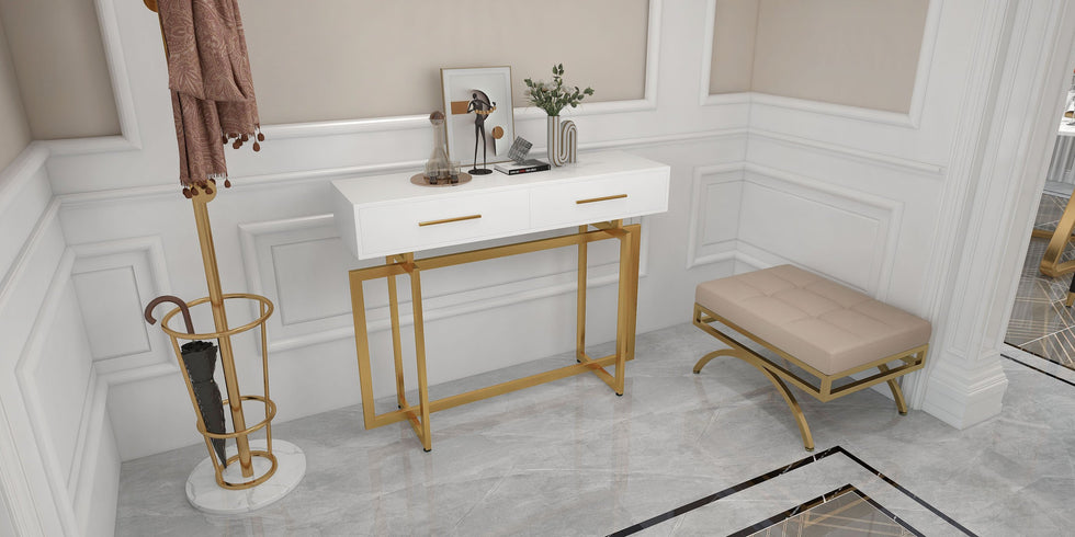 HMR - Modern Narrow 40" Console Table with Storage Drawers