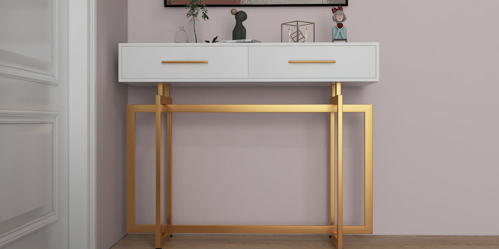 HMR - Modern Narrow 40" Console Table with Storage Drawers