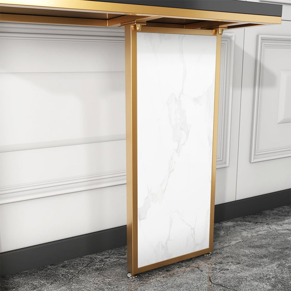 HMR - Modern Rectangular Console Table with Wooden Top 39" in Black and White