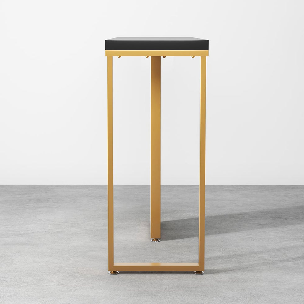 HMR - Modern Rectangular Console Table with Wooden Top 39" in Black and White