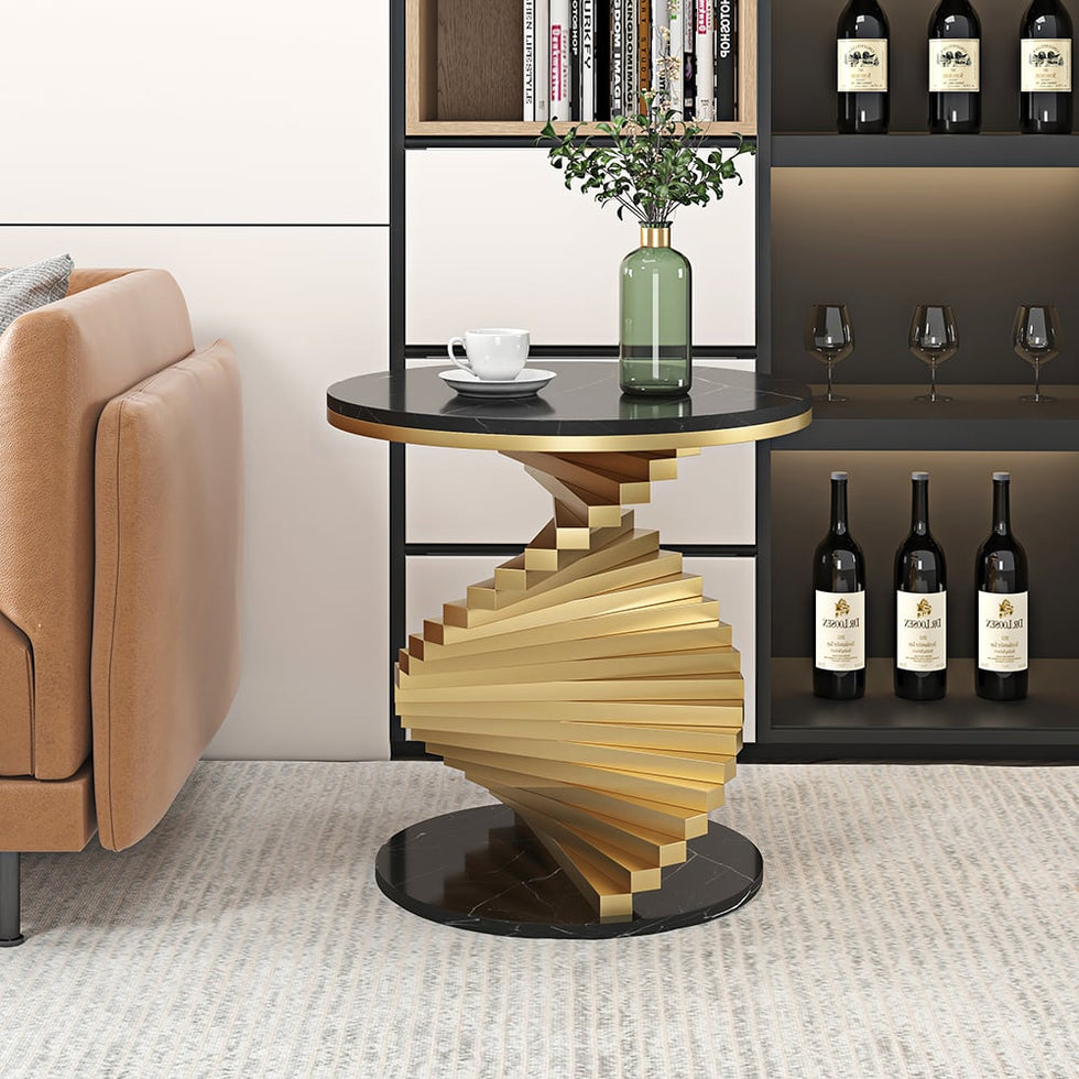 HMR - Round Side Table with Metal Frame
