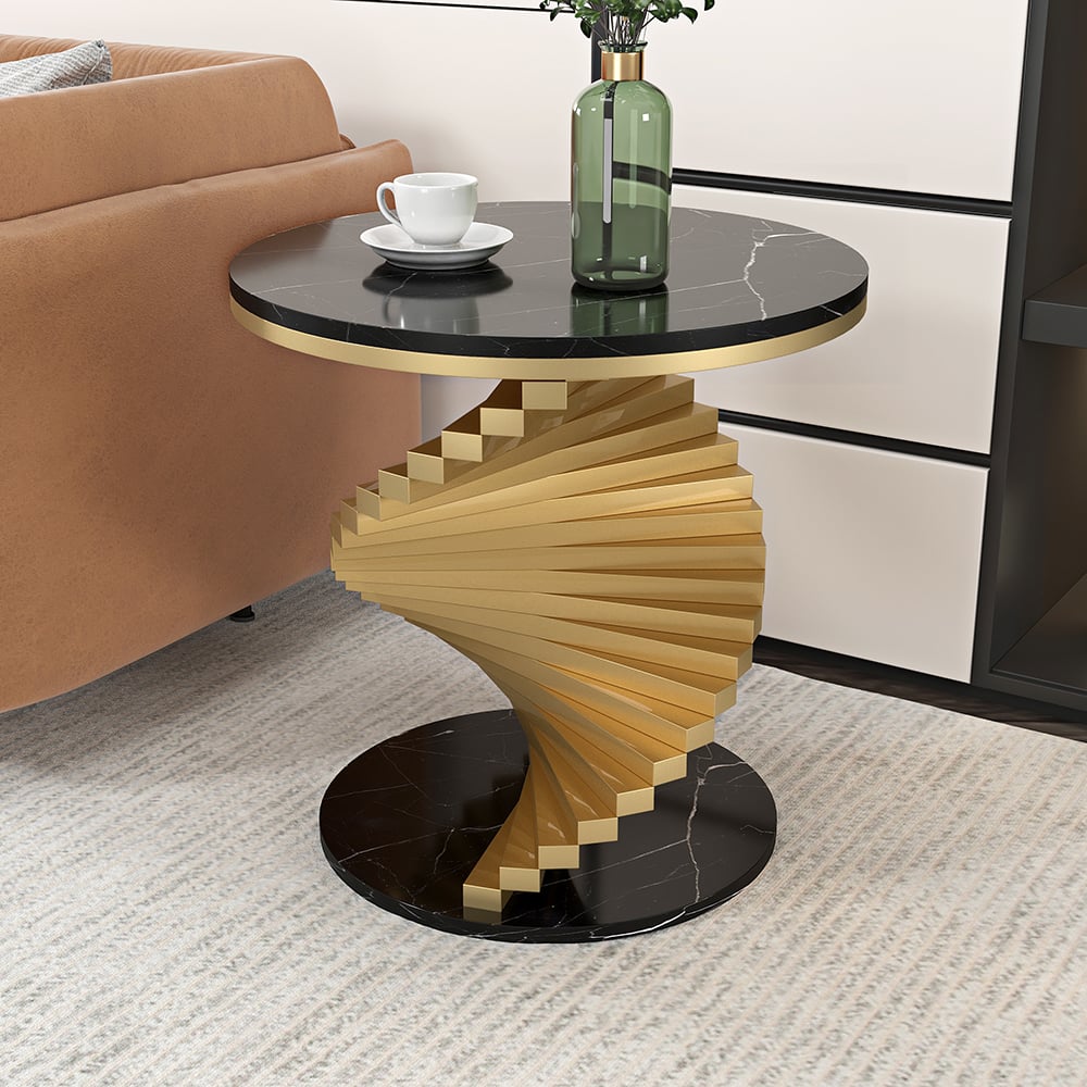 HMR - Round Side Table with Metal Frame