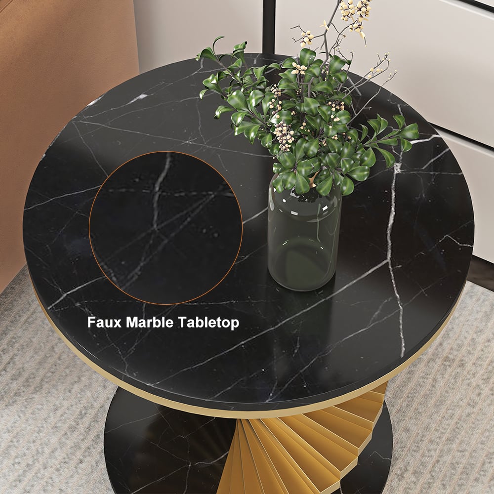 HMR - Round Side Table with Metal Frame