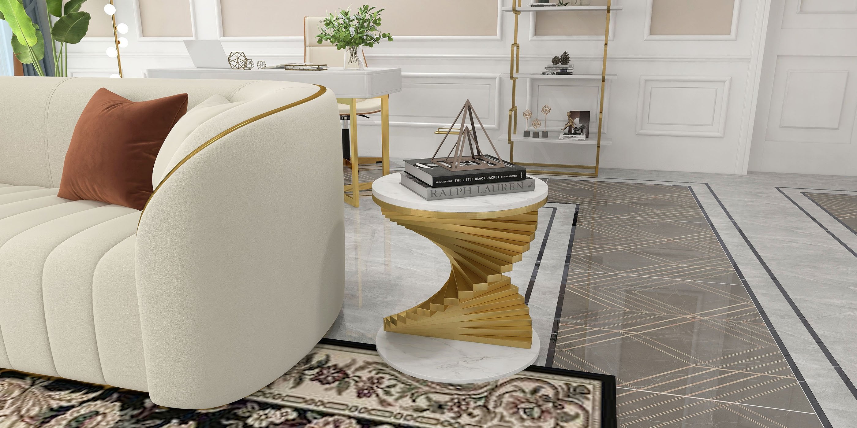 HMR - Round Side Table with Metal Frame