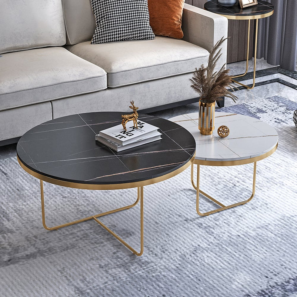 HMR - Modern Round Nesting Coffee Table (Set of 2)