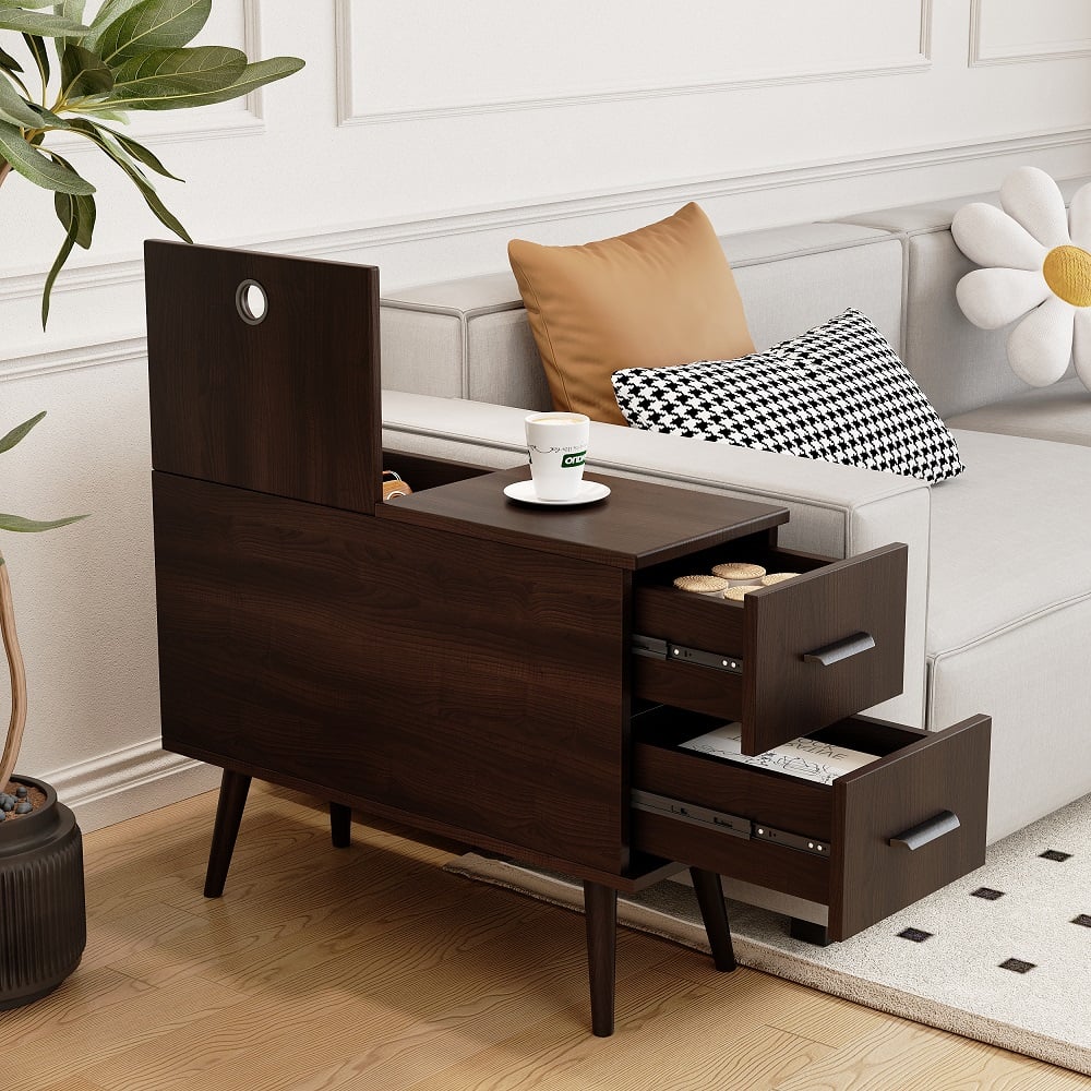HMR - Modern Rectangle End Table with Drawers
