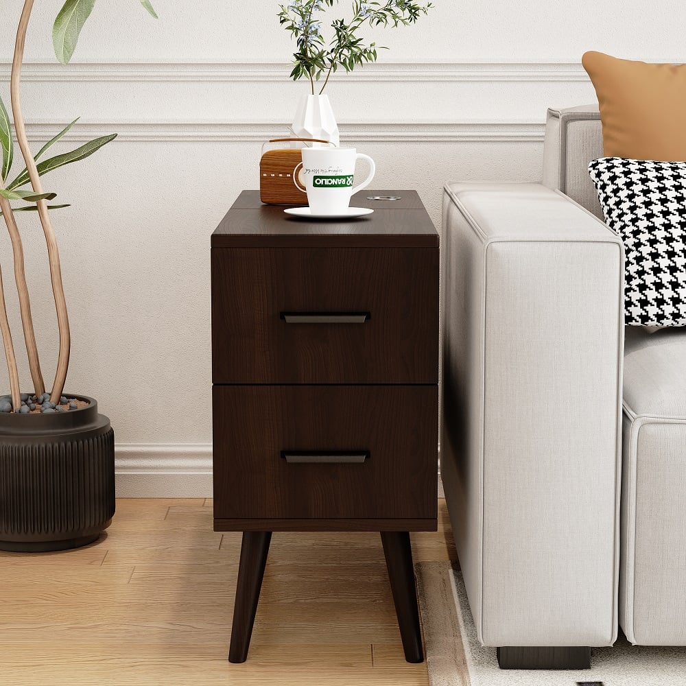 HMR - Modern Rectangle End Table with Drawers