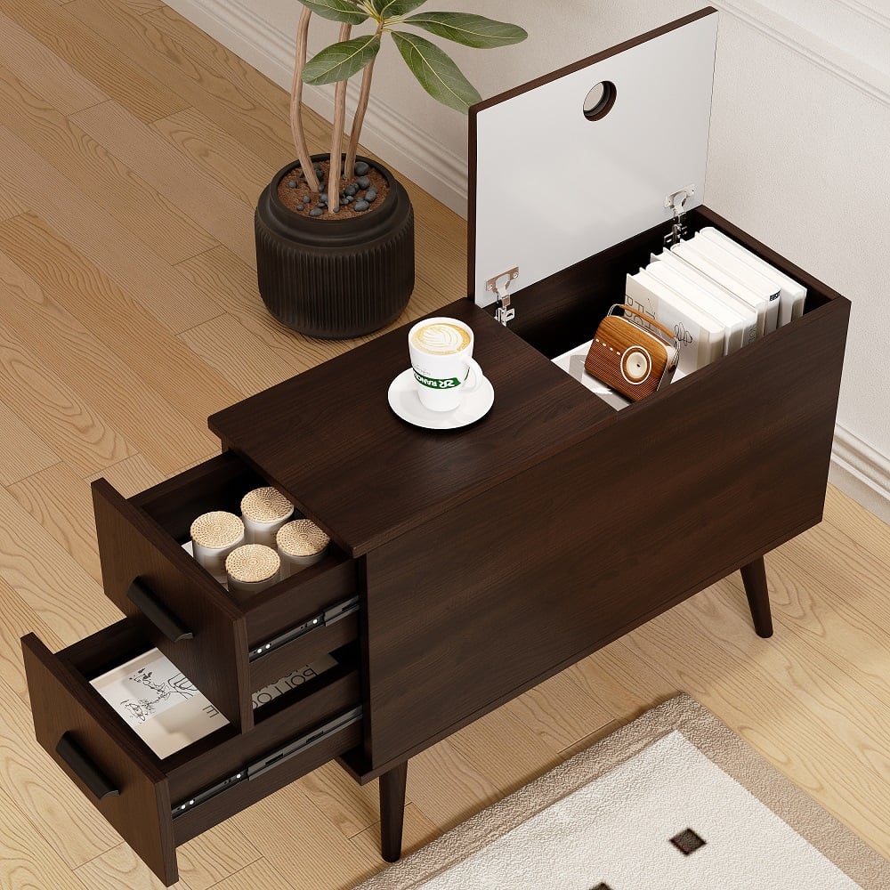 HMR - Modern Rectangle End Table with Drawers
