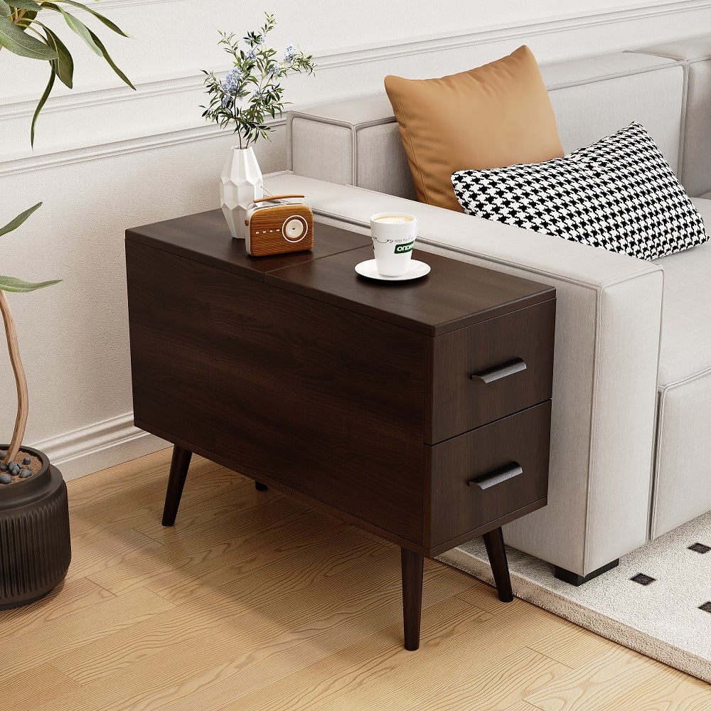 HMR - Modern Rectangle End Table with Drawers