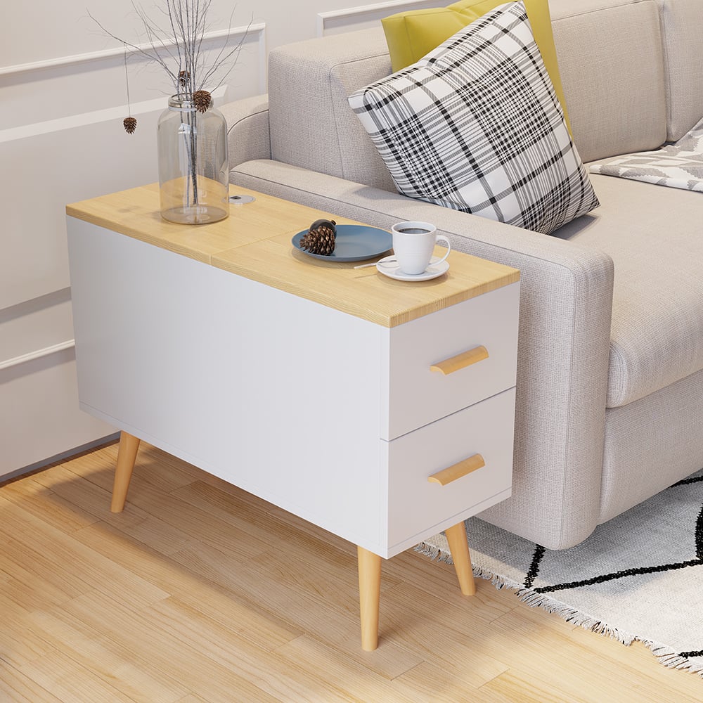 HMR - Modern Rectangle End Table with Drawers