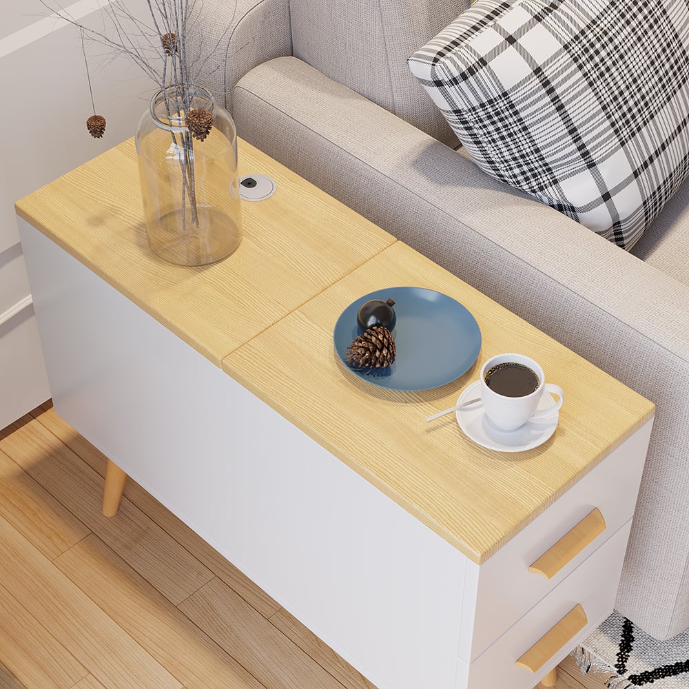 HMR - Modern Rectangle End Table with Drawers