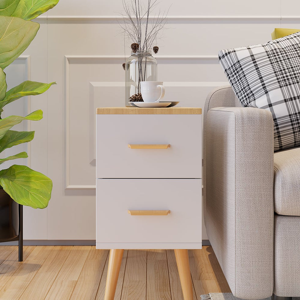 HMR - Modern Rectangle End Table with Drawers
