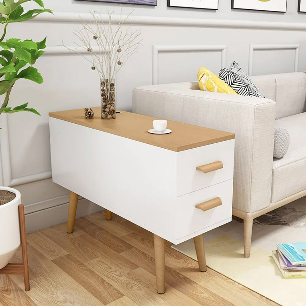 HMR - Modern Rectangle End Table with Drawers