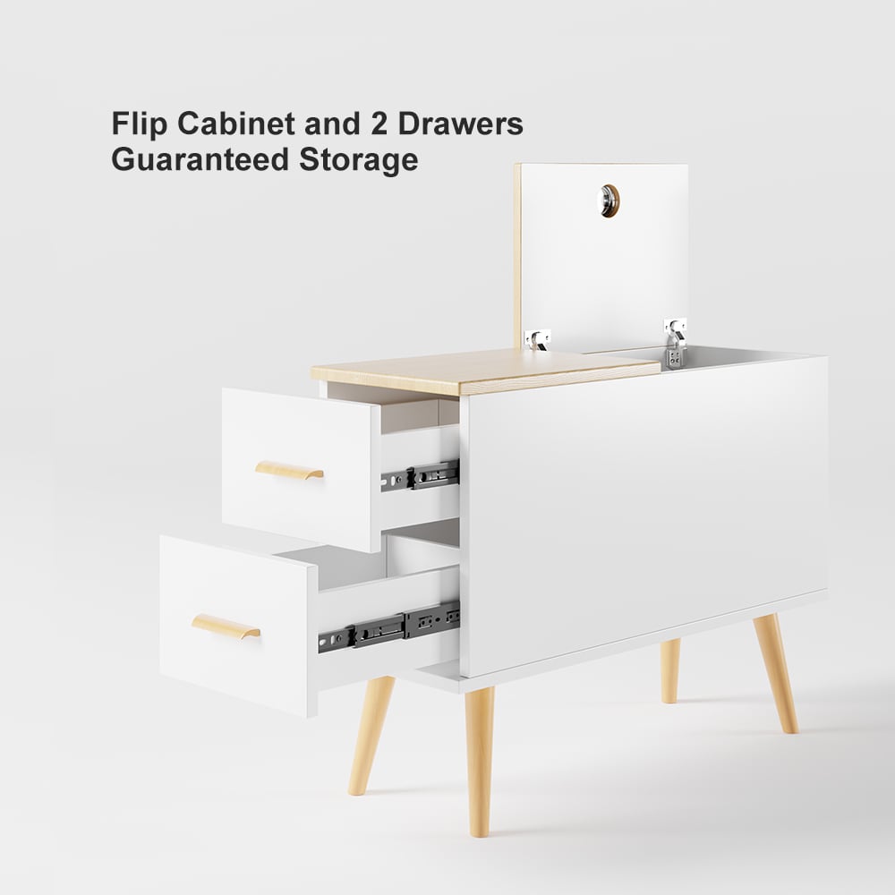 HMR - Modern Rectangle End Table with Drawers