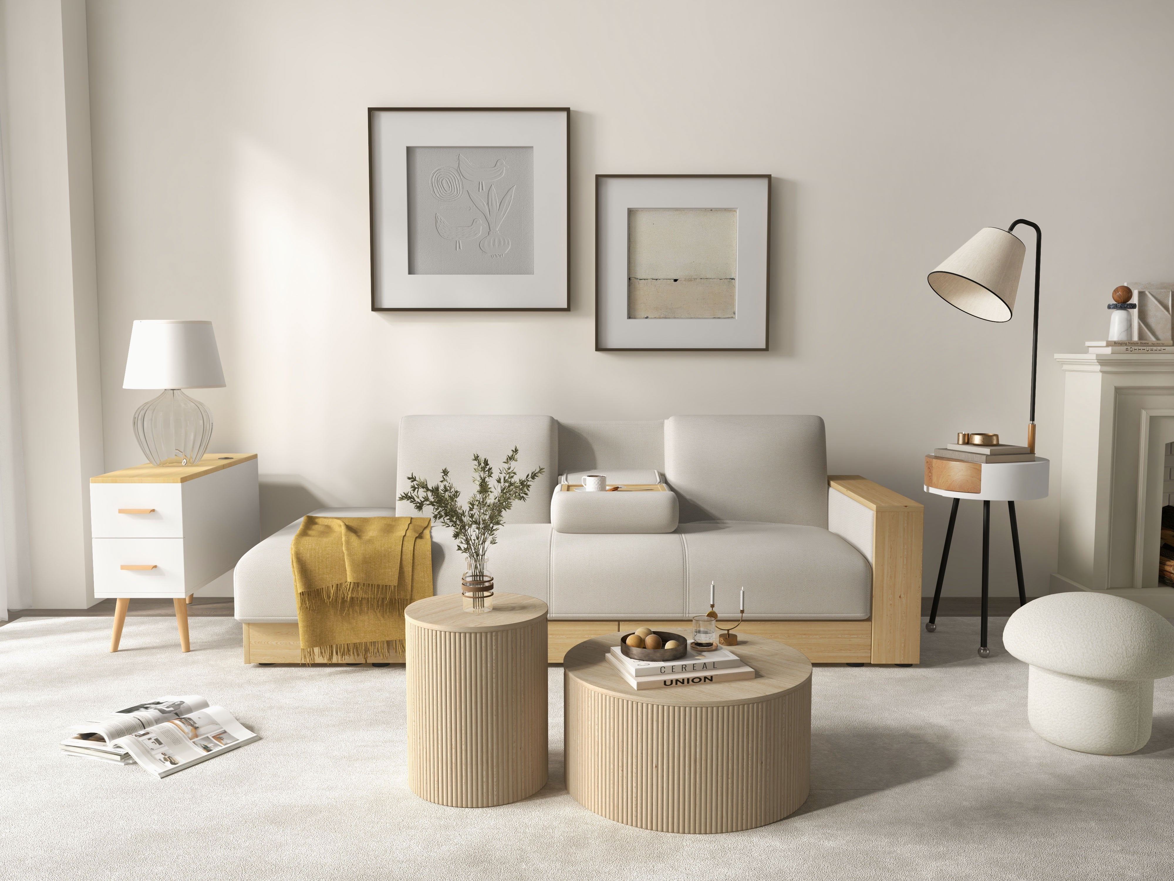 HMR - Modern Rectangle End Table with Drawers