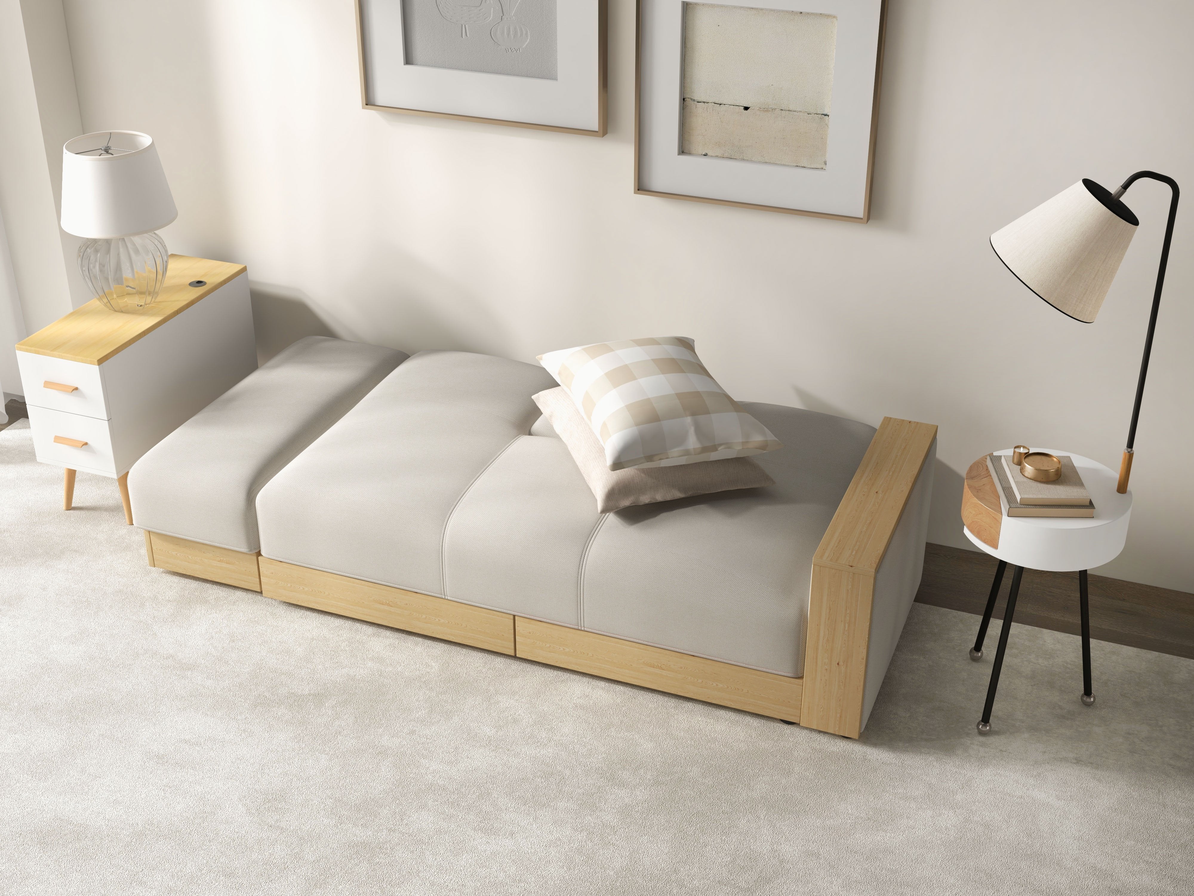 HMR - Modern Rectangle End Table with Drawers