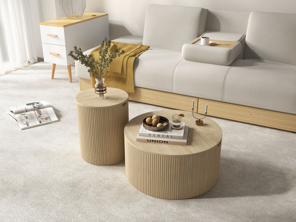 HMR - Modern Rectangle End Table with Drawers