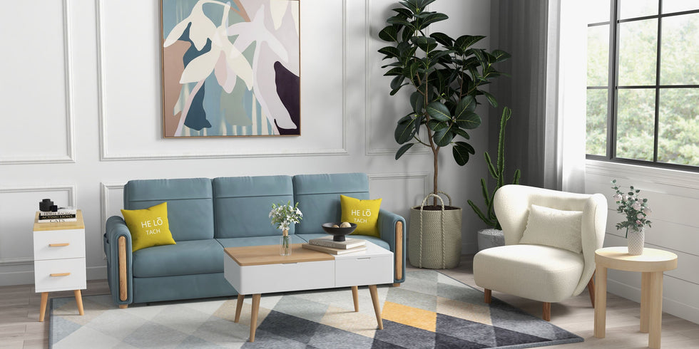 HMR - Modern Rectangle End Table with Drawers