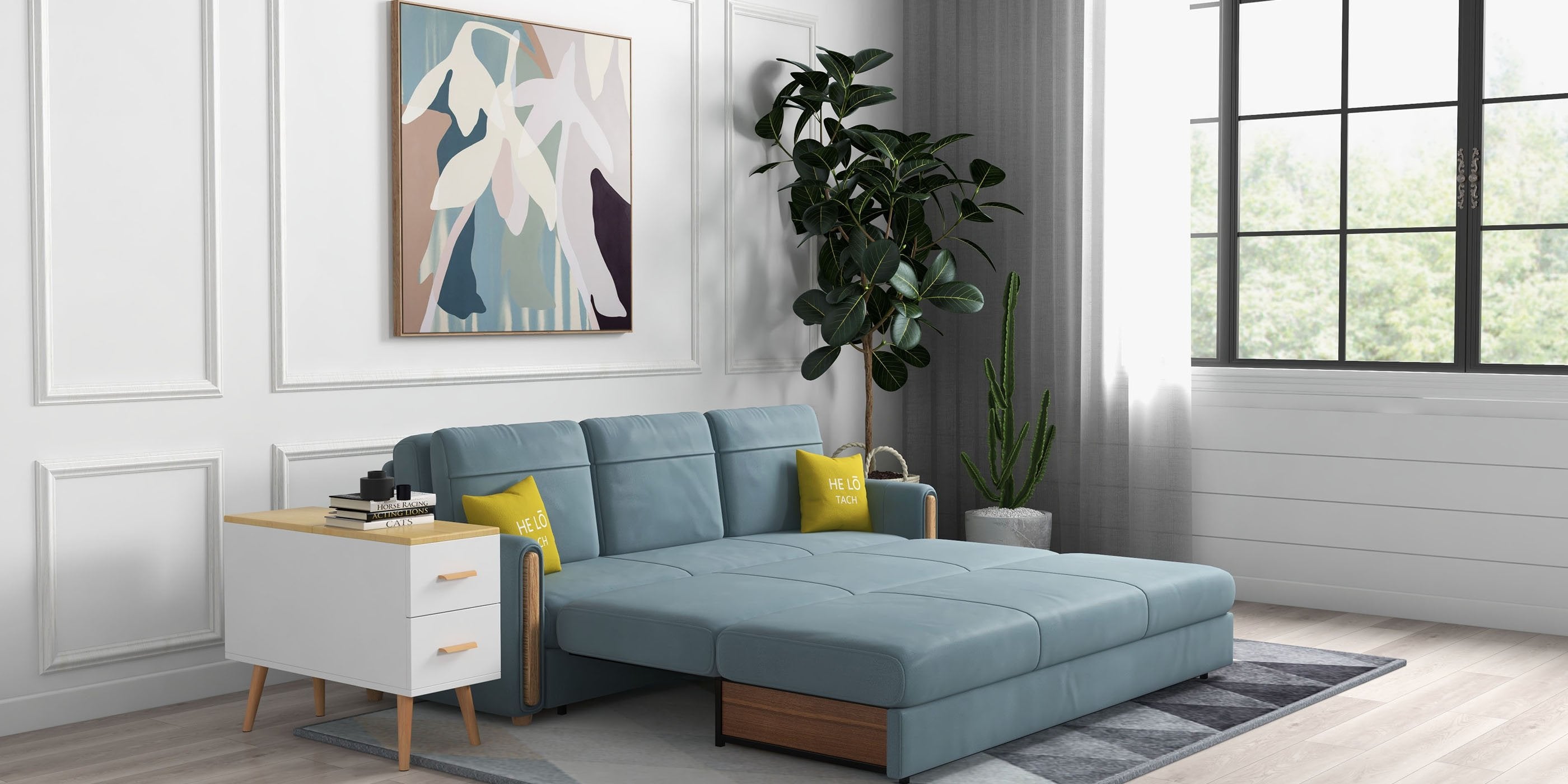 HMR - Modern Rectangle End Table with Drawers