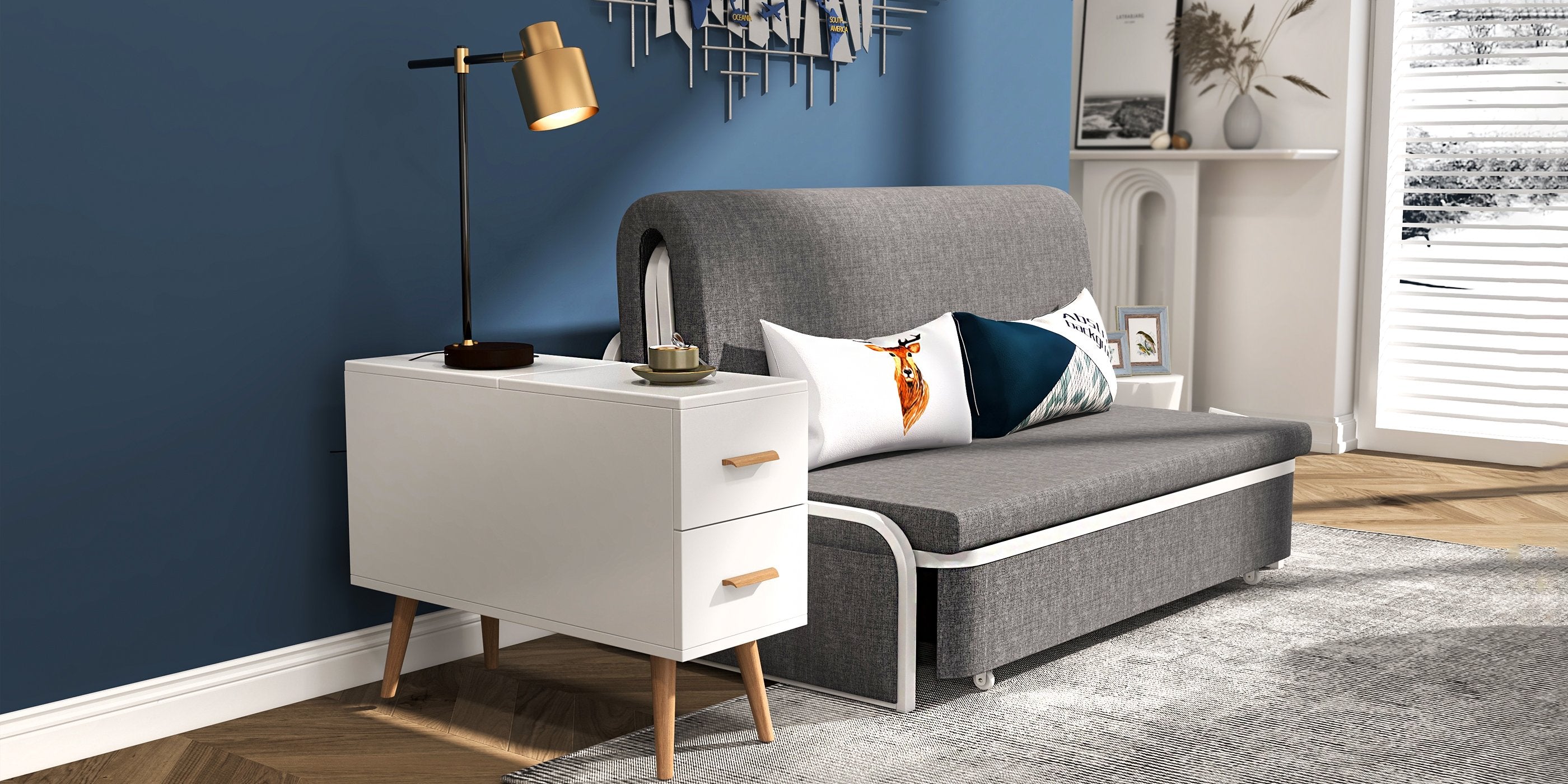 HMR - Modern Rectangle End Table with Drawers