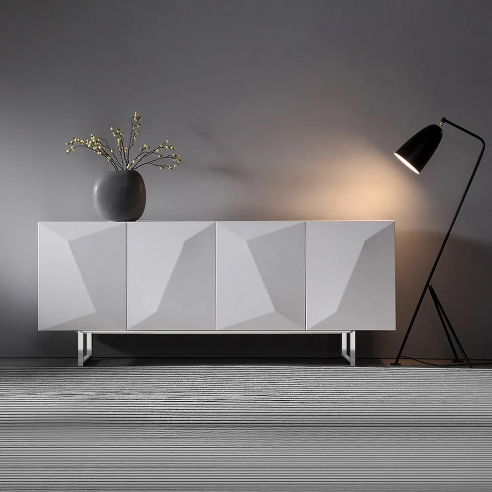 HMR - 71" Modern Wood Sideboard and Buffets with 4 Doors Adjustable Shelves