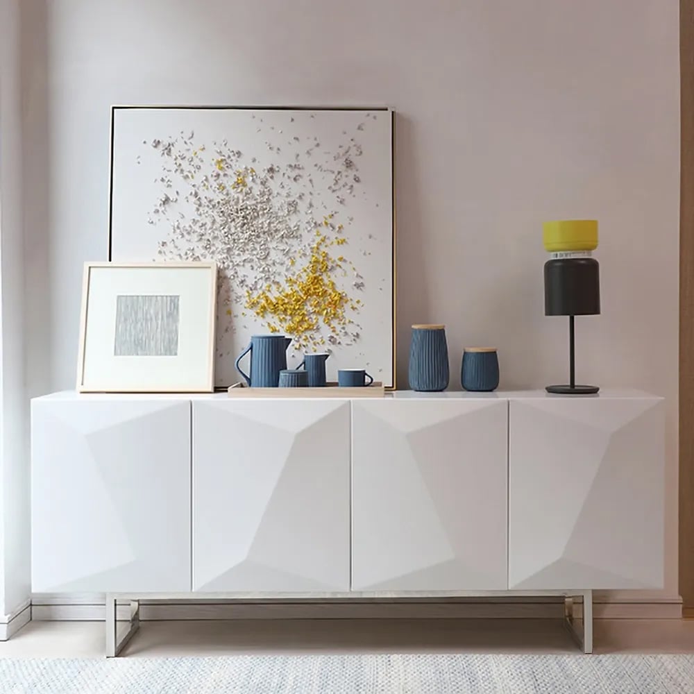 HMR - 71" Modern Wood Sideboard and Buffets with 4 Doors Adjustable Shelves