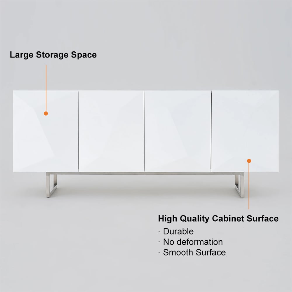 HMR - 71" Modern Wood Sideboard and Buffets with 4 Doors Adjustable Shelves