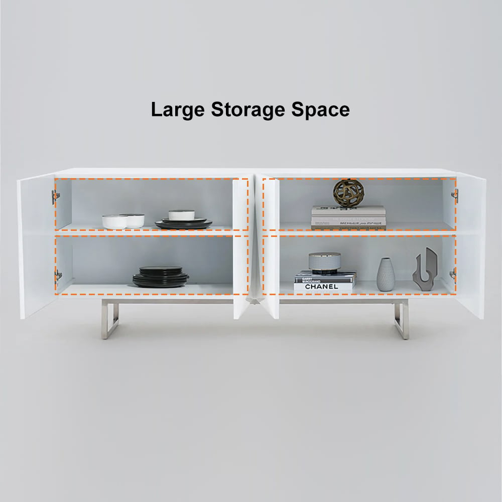 HMR - 71" Modern Wood Sideboard and Buffets with 4 Doors Adjustable Shelves