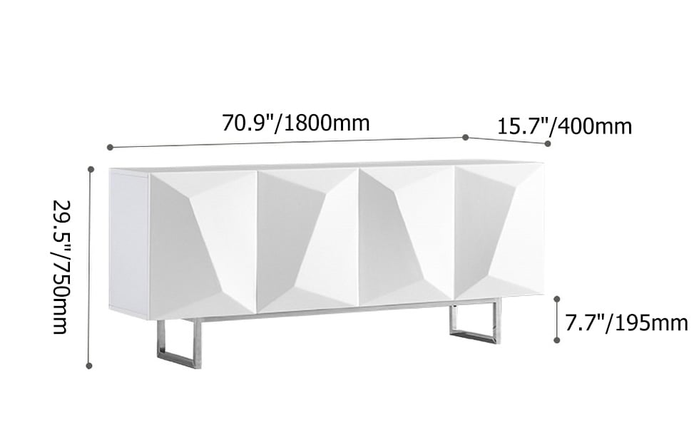HMR - 71" Modern Wood Sideboard and Buffets with 4 Doors Adjustable Shelves
