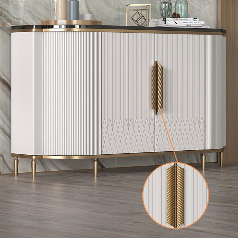 HMR - Luxury 2-Door Faux Marble Top Cabinet in White
