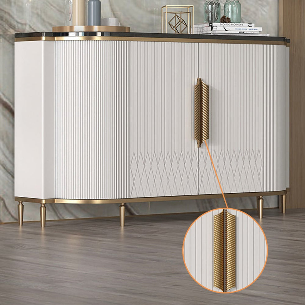 HMR - Luxury 2-Door Faux Marble Top Cabinet in White