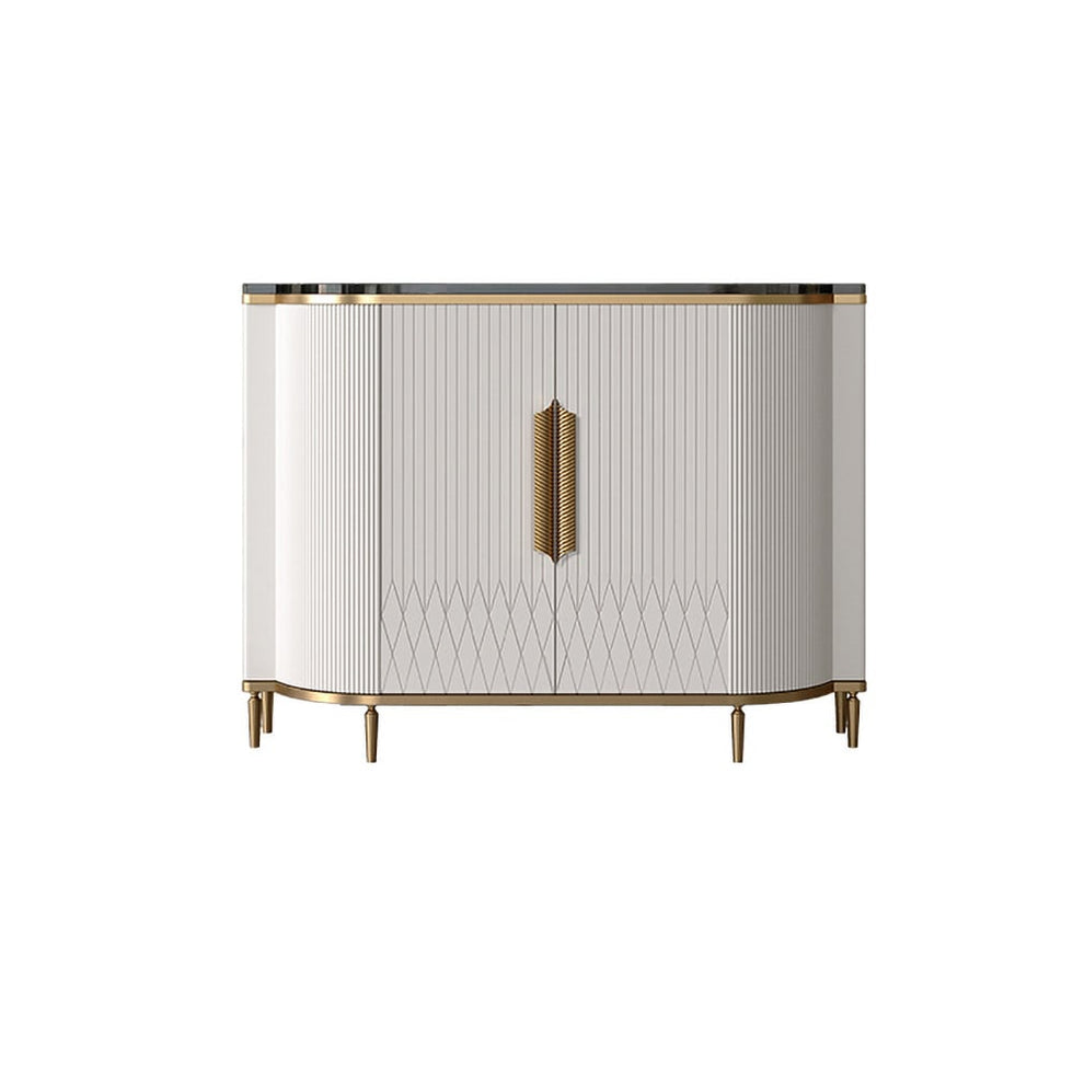 HMR - Luxury 2-Door Faux Marble Top Cabinet in White