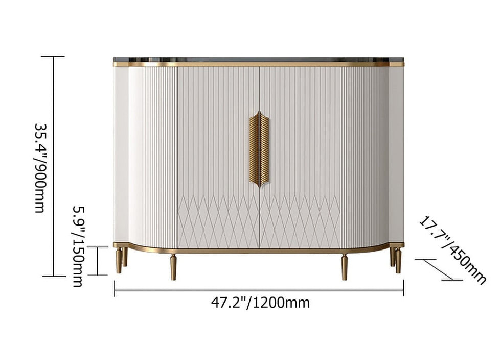 HMR - Luxury 2-Door Faux Marble Top Cabinet in White