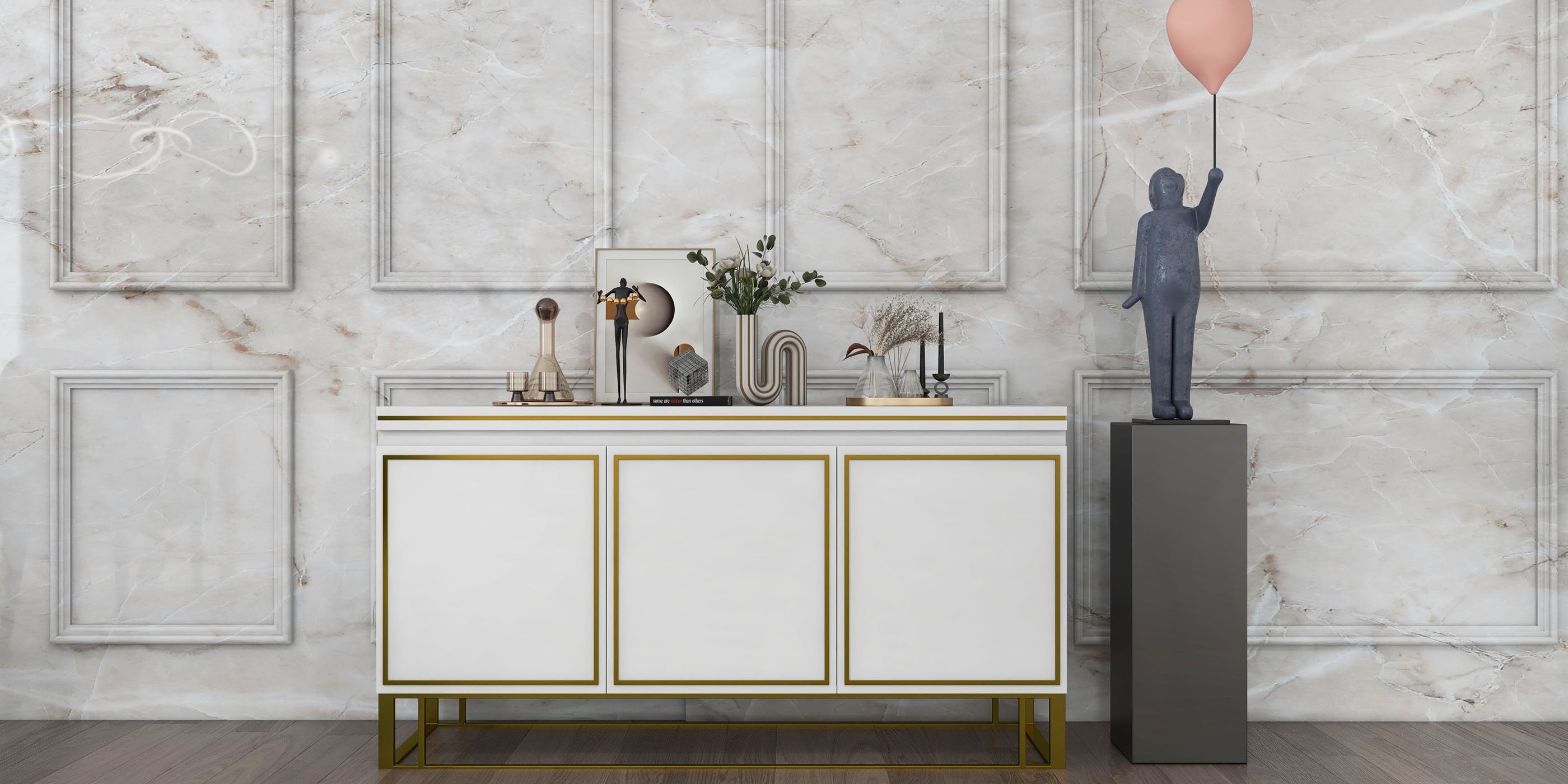 HMR - Medally 59" Sideboard Buffet Cabinet with Storage