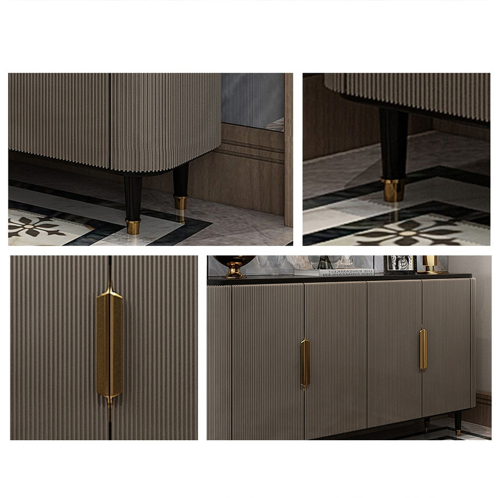 HMR - Modern Kitchen Cabinet with 4 Doors in Gold in Black