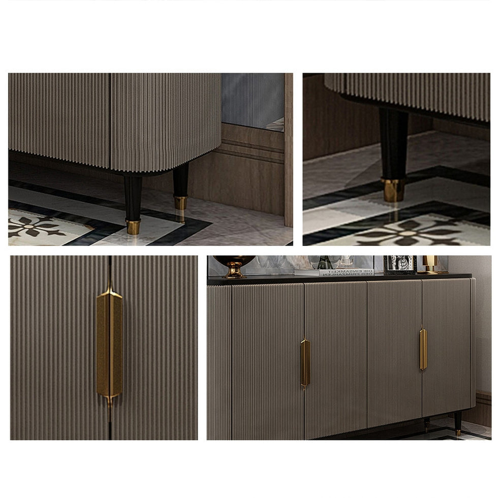 HMR - Modern Kitchen Cabinet with 4 Doors in Gold in Black