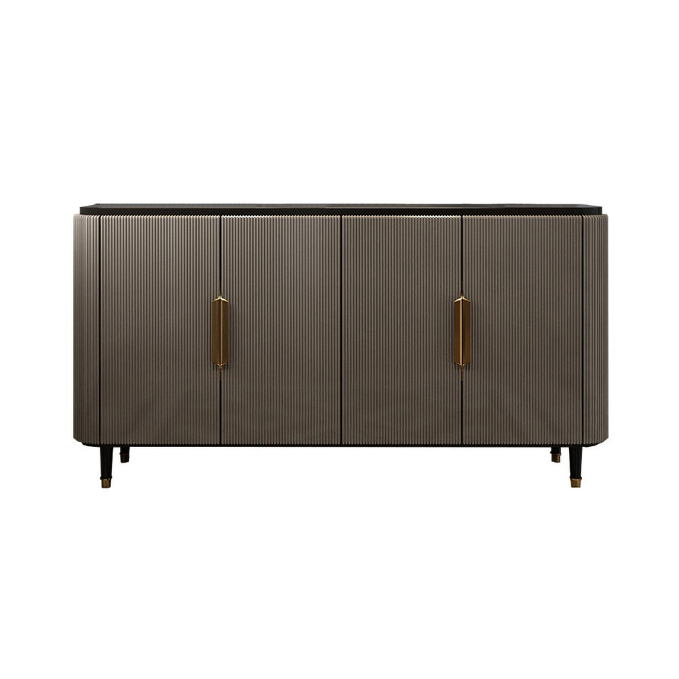 HMR - Modern Kitchen Cabinet with 4 Doors in Gold in Black