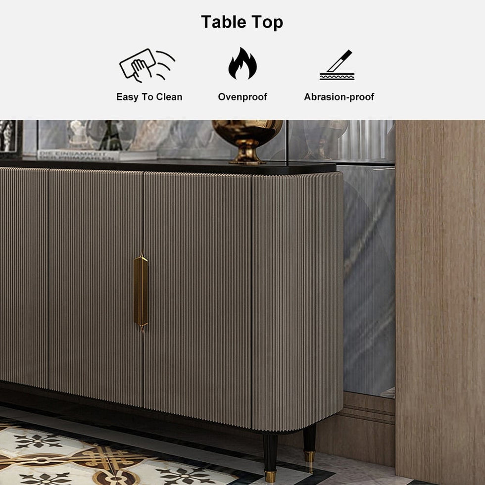 HMR - Modern Kitchen Cabinet with 4 Doors in Gold in Black