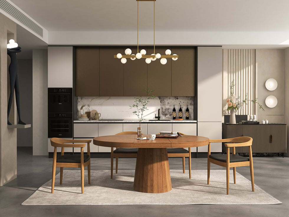 HMR - Modern Kitchen Cabinet with 4 Doors in Gold in Black