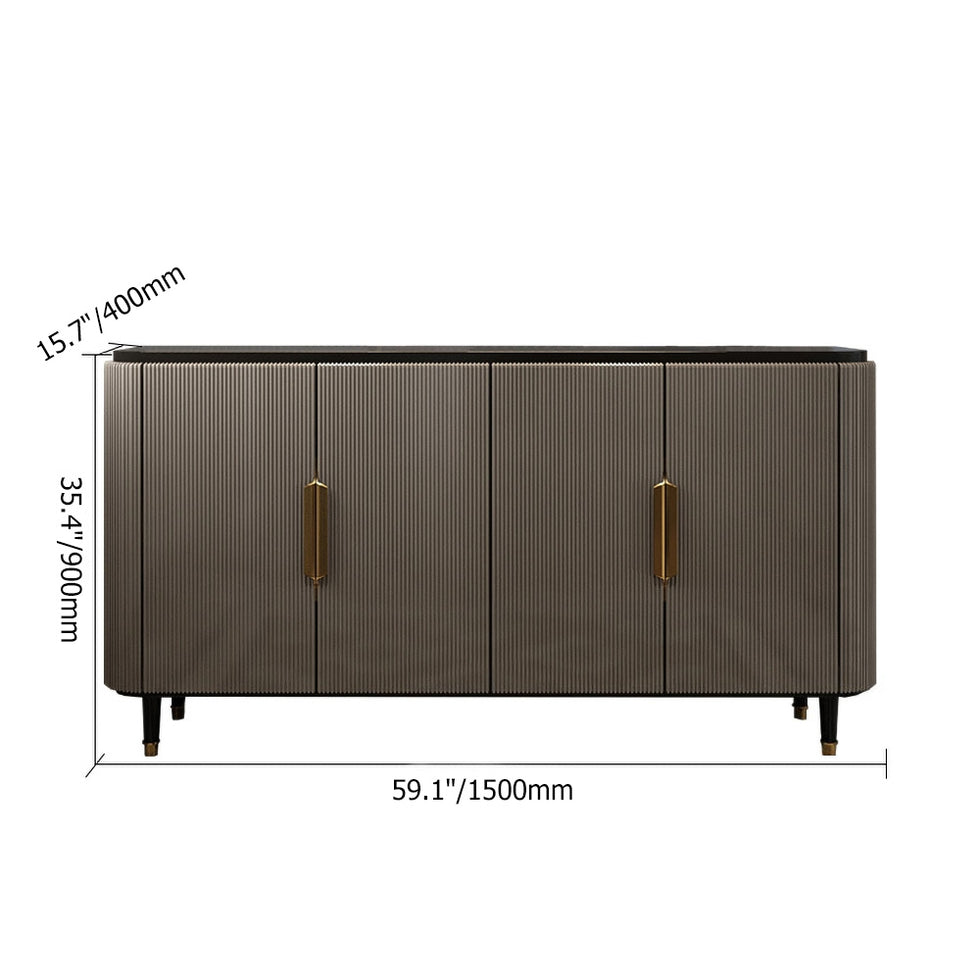 HMR - Modern Kitchen Cabinet with 4 Doors in Gold in Black