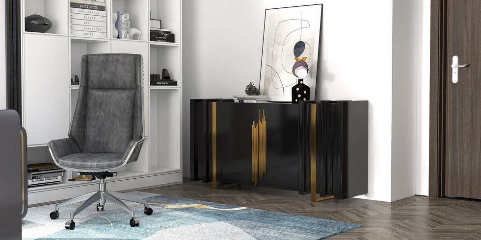 HMR - Aurea Series 63" Rectangular Sideboard Buffet with 2 Doors & 2 Shelves